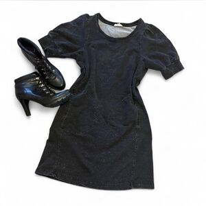 Jane and Delancey Stretchy Black Acid Wash T Shirt Shift Dress w/ Pockets - S